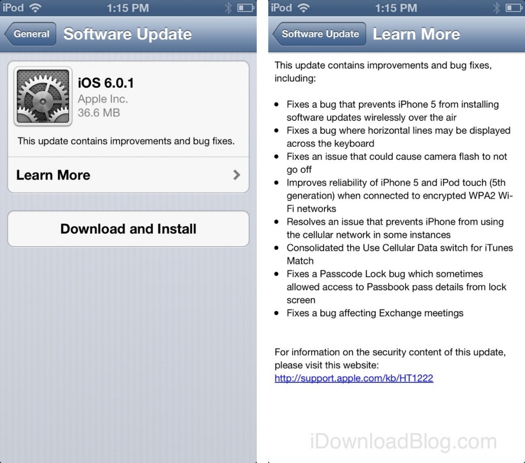 Apple releases iOS 6.0.1: fixes keyboard glitch, improves Wi-Fi and ...