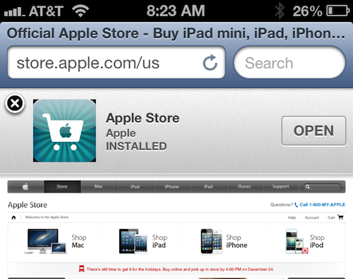 photo of JavaScript bug found in iOS 6′s Smart App Banners image