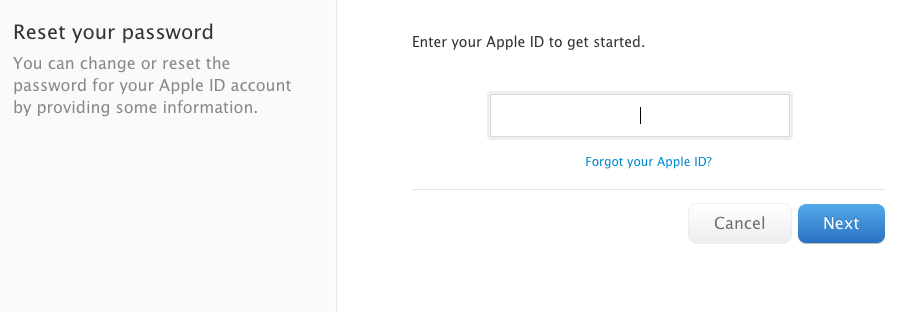 Apple ID (reset password)