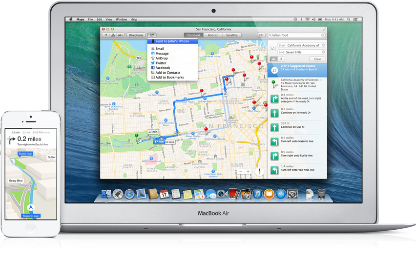 OS X Mavericks (Maps, Send to iOS teaser)