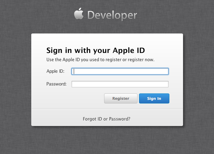 Apple Dev Center sign-in