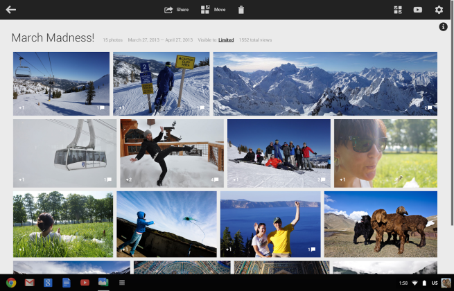 Google Plus Photos on Chromebook Pixel (Single Album)