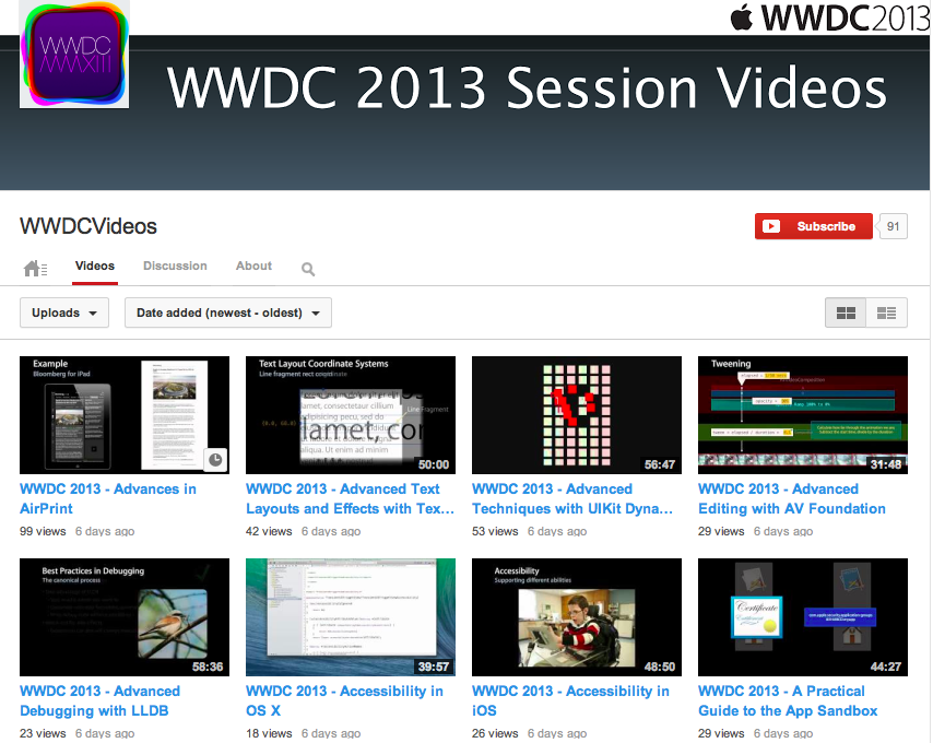 WWDC 2013 videos on YouTube