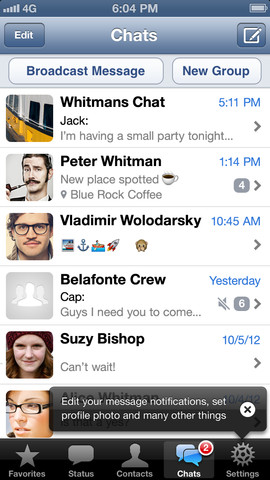 WhatsApp 2.10.1 for iOS (iPhone screenshot 001)