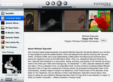 Pandora 4.5 for iOS (iPad screenshot 001)