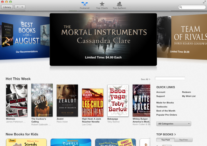iBooks for OS X Mavericks (iBookstore, Featured)