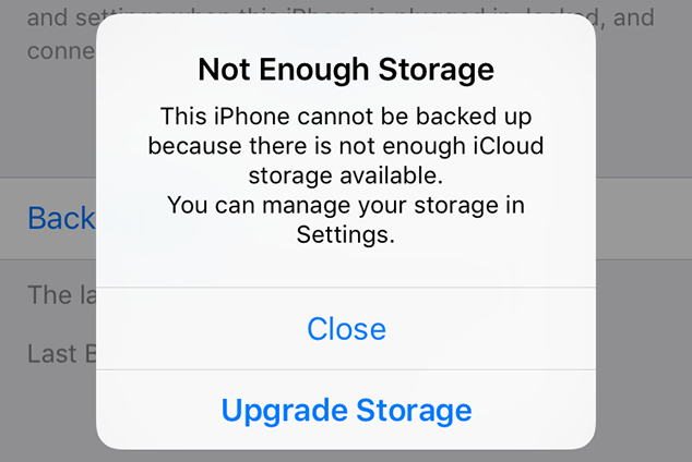 Image result for ios 11 this iphone cannot be backed up because there is not enough icloud storage available