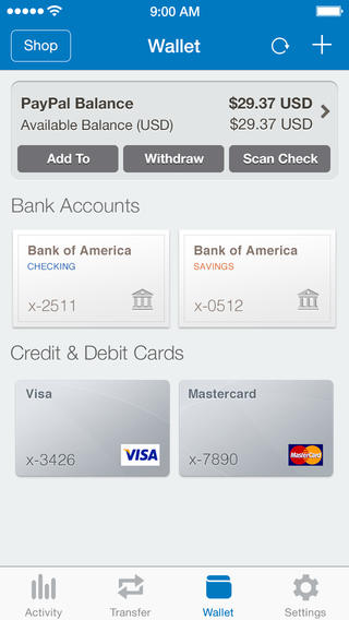 PayPal 5.2 for iOS (iPhone screenshot 003)