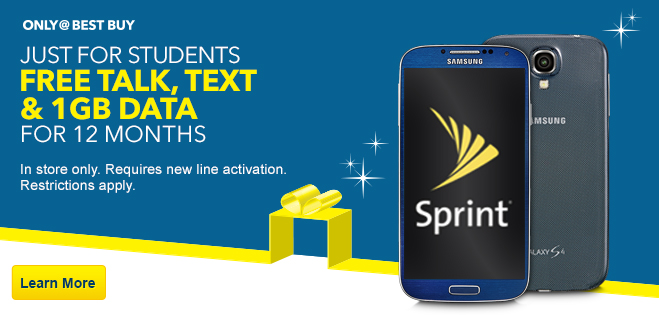Sprint and Best Buy (free talk text and data for students)
