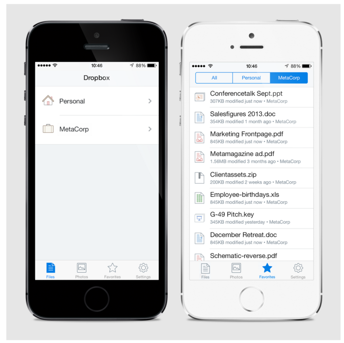 Screenshots of Dropbox's upcoming iOS 7 app redesign
