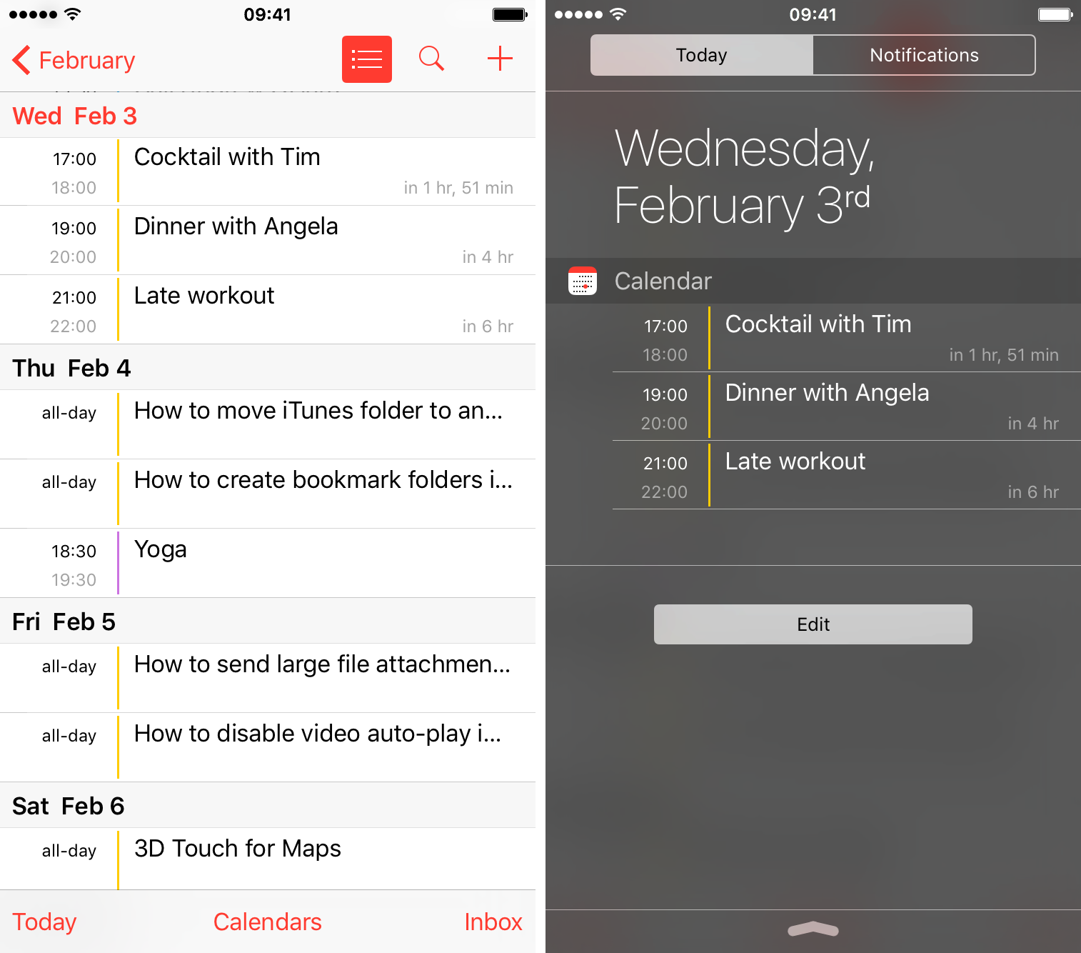 How to display your Calendar events as list view in iOS Notification Center