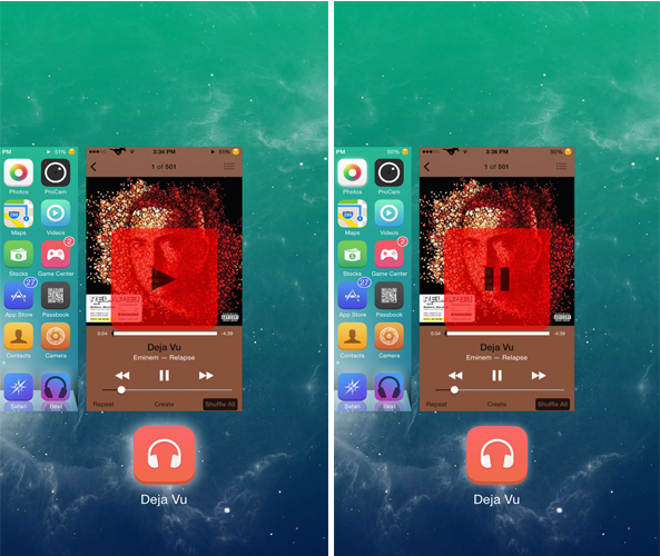photo of PlayTask lets you play or pause a currently playing song from the App Switcher image
