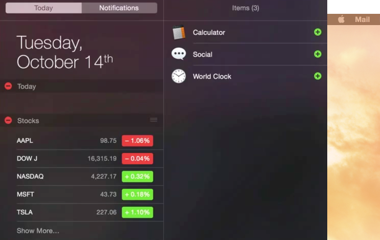 Notification Center Today View OS X Yosemite