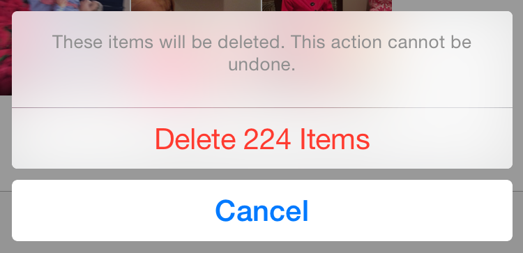 iPhone Delete All Photos Button