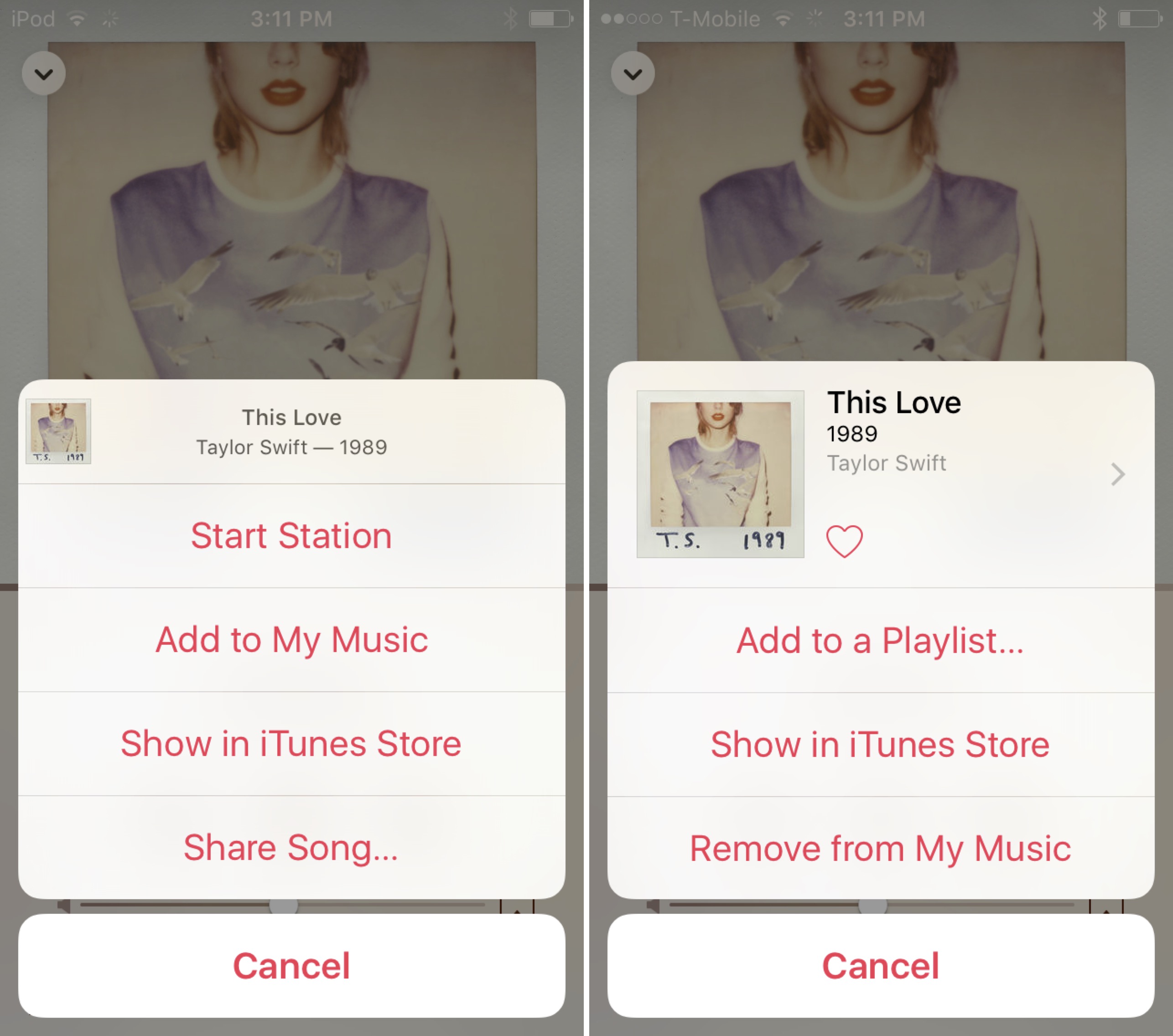 iOS 9 beta 4 Music simplified elipses