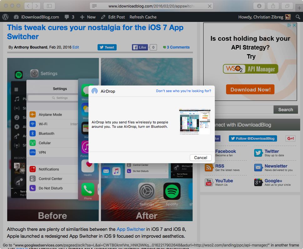 OS X El Capitan AirDrop enable Bluetooth message Mac screenshot 001