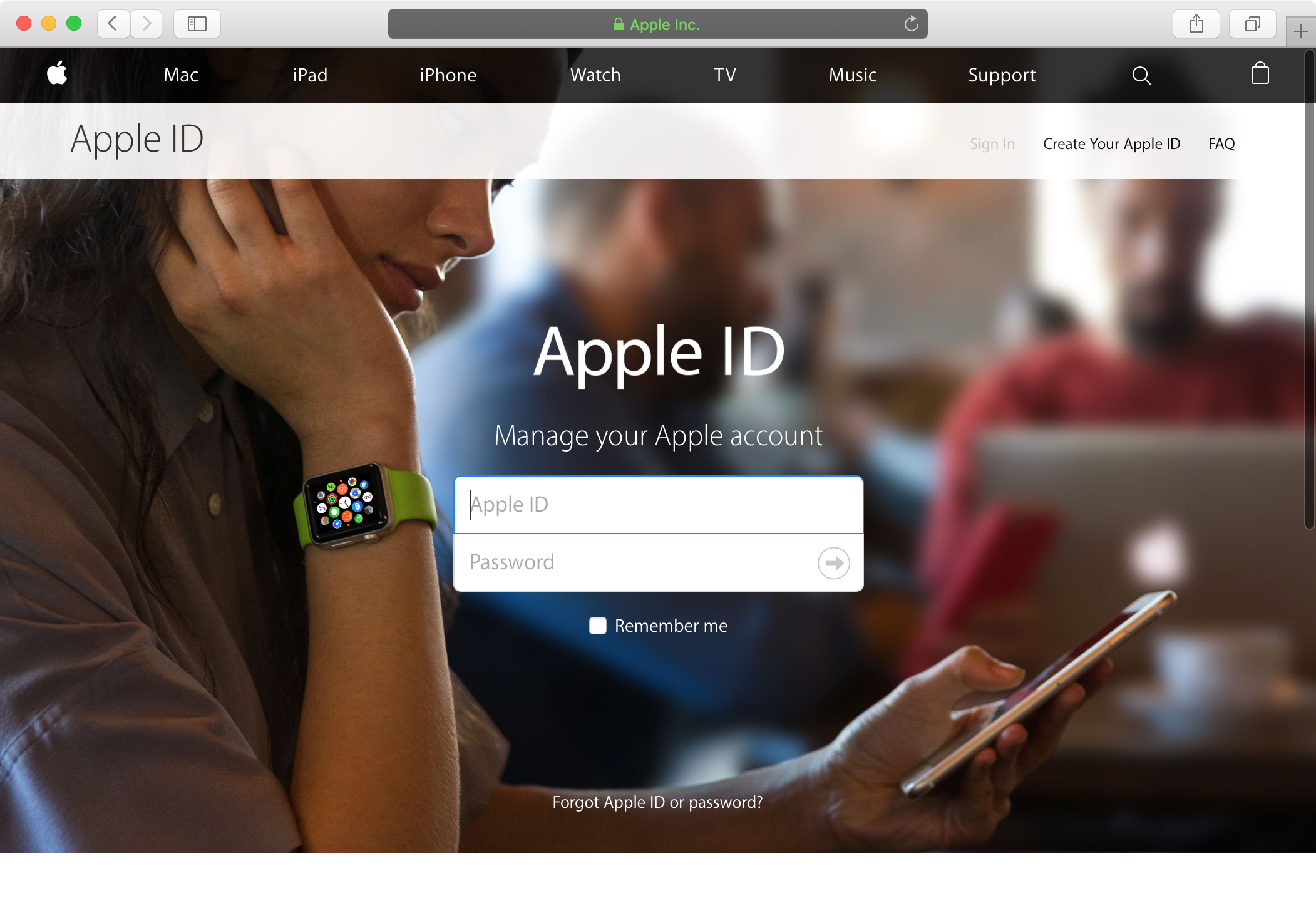dấu hiệu Apple ID trong trình duyệt web