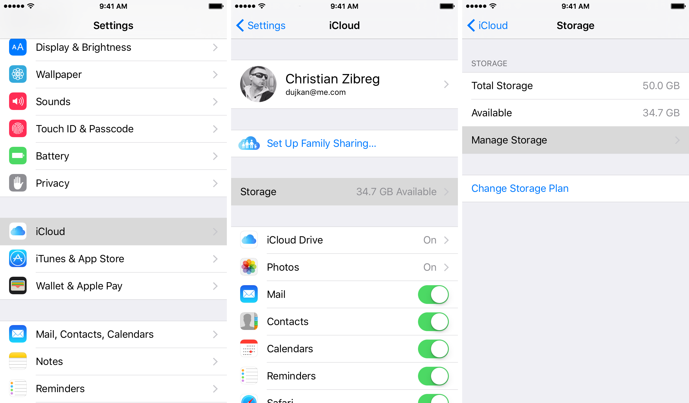 How do you disable iCloud on an iOS device?