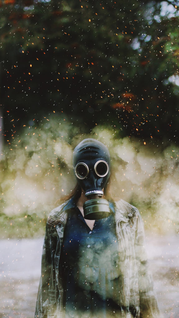 iPhone wallpaper abstract portrait gas mask macinmac