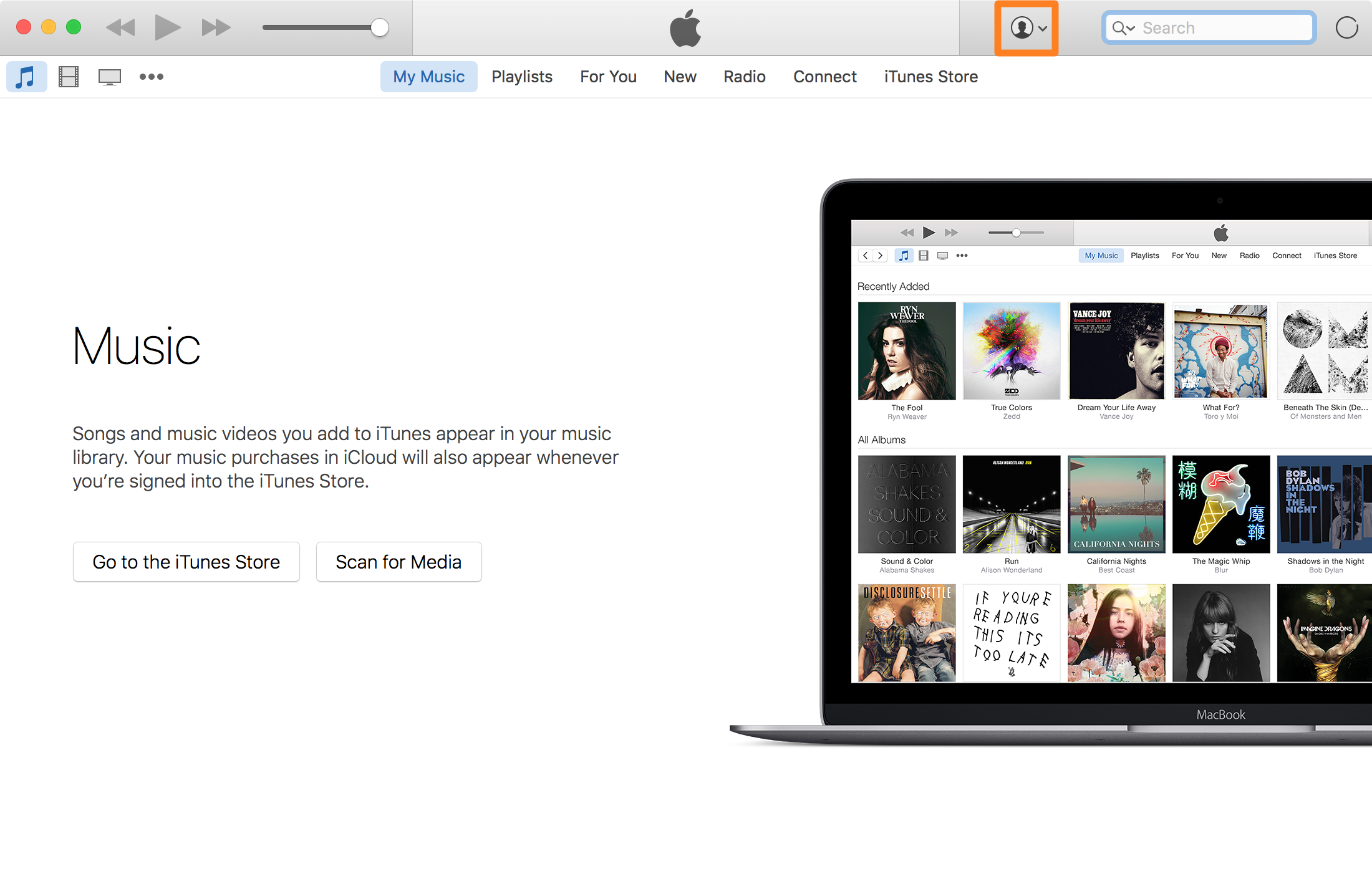 iTunes Account Button