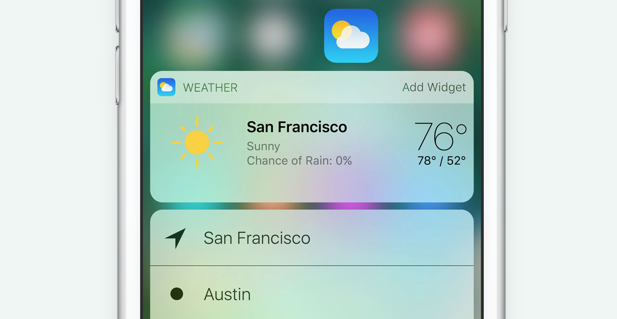 Apple iOS 10 Weather App 3D cảm ứng