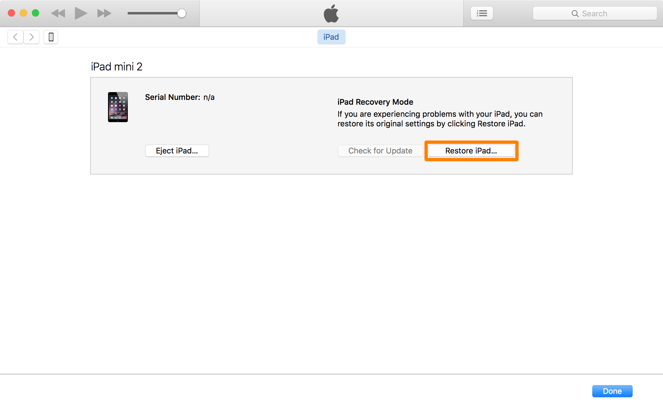 Khôi phục iPad iTunes Prompt