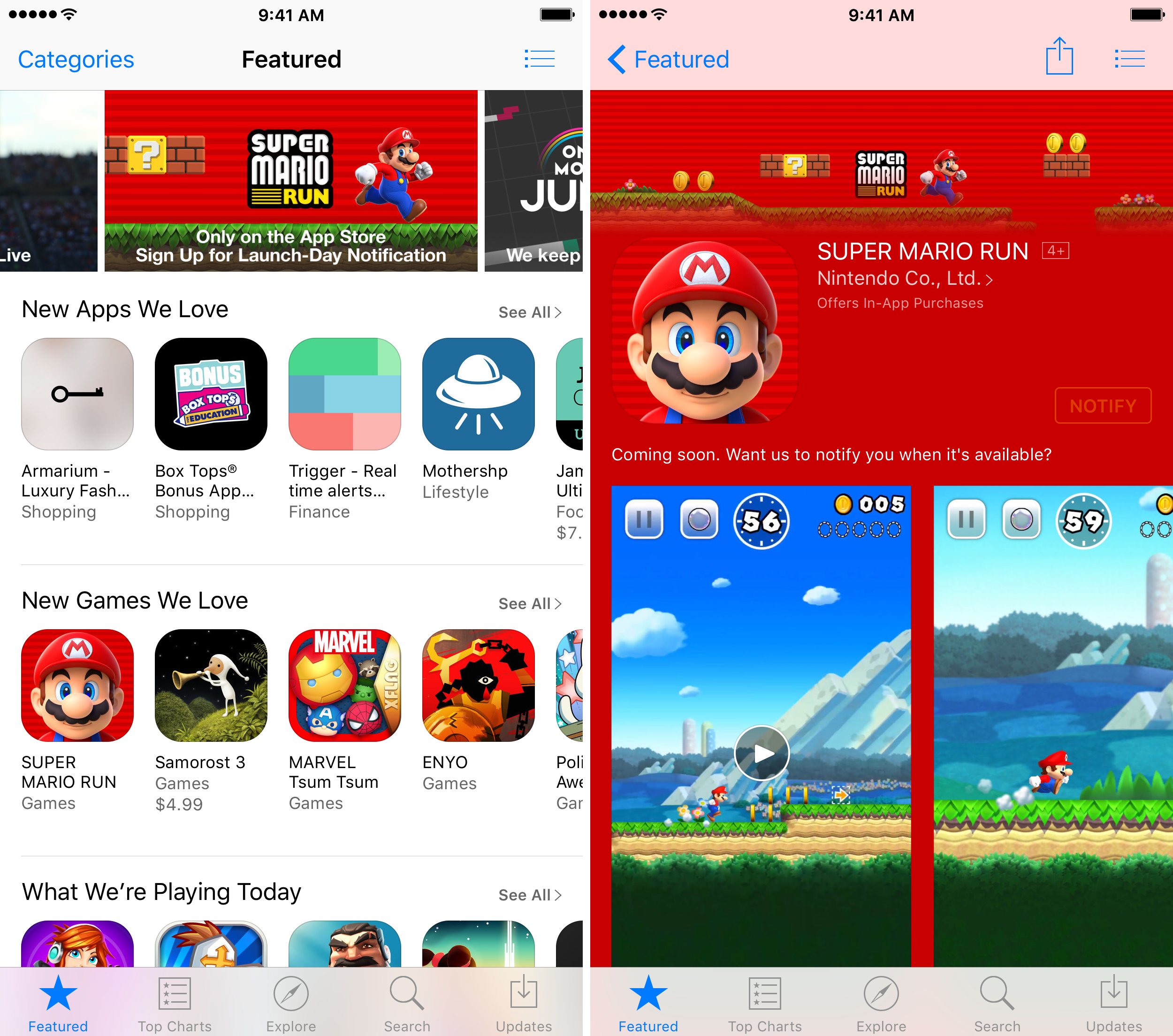 Super Mario Run Notify App Store