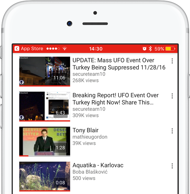 YouTube for iOS progress indicator watched videos iPhone screenshot 001
