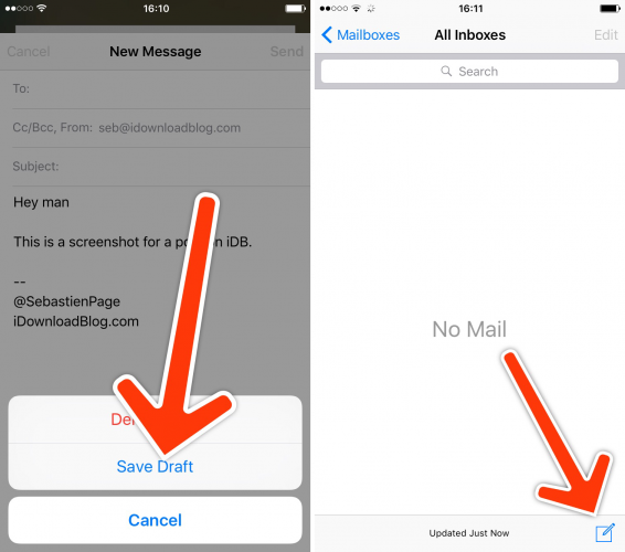 Ios Outlook Draft How to quickly open your last email draft in iOS