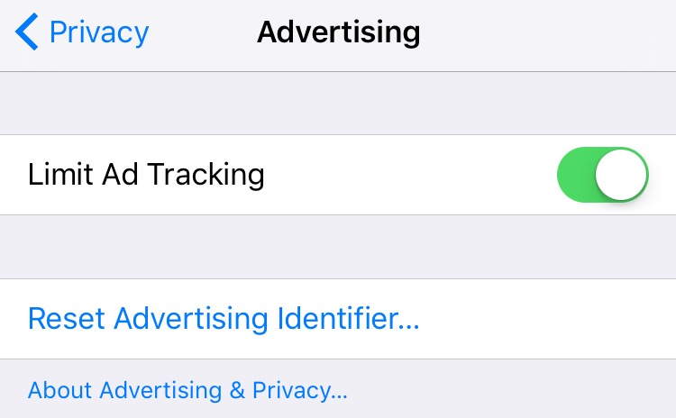 Limit Ad Tracjing iOS