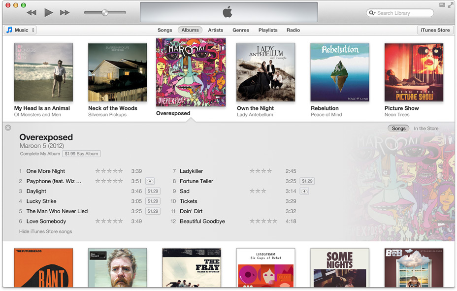 iTunes 11 (expanded music view)