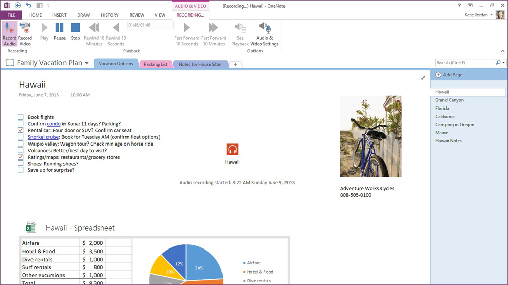 Office 365 Home Premium (One Note linking audio)