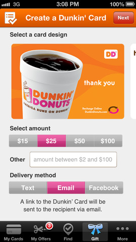 Dunkin' Donuts 2.5 for iOS (iPhone screenshot 002)