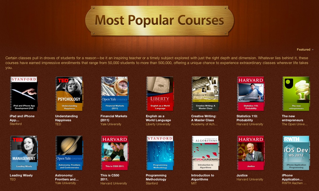 iTunes U (most popular courses)