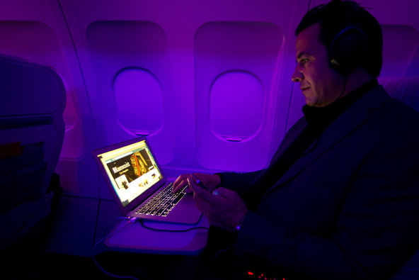 MacBook on airplane