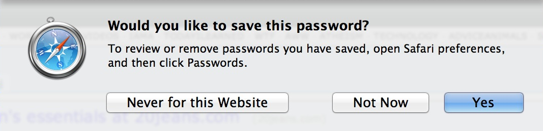 Safari Save Password