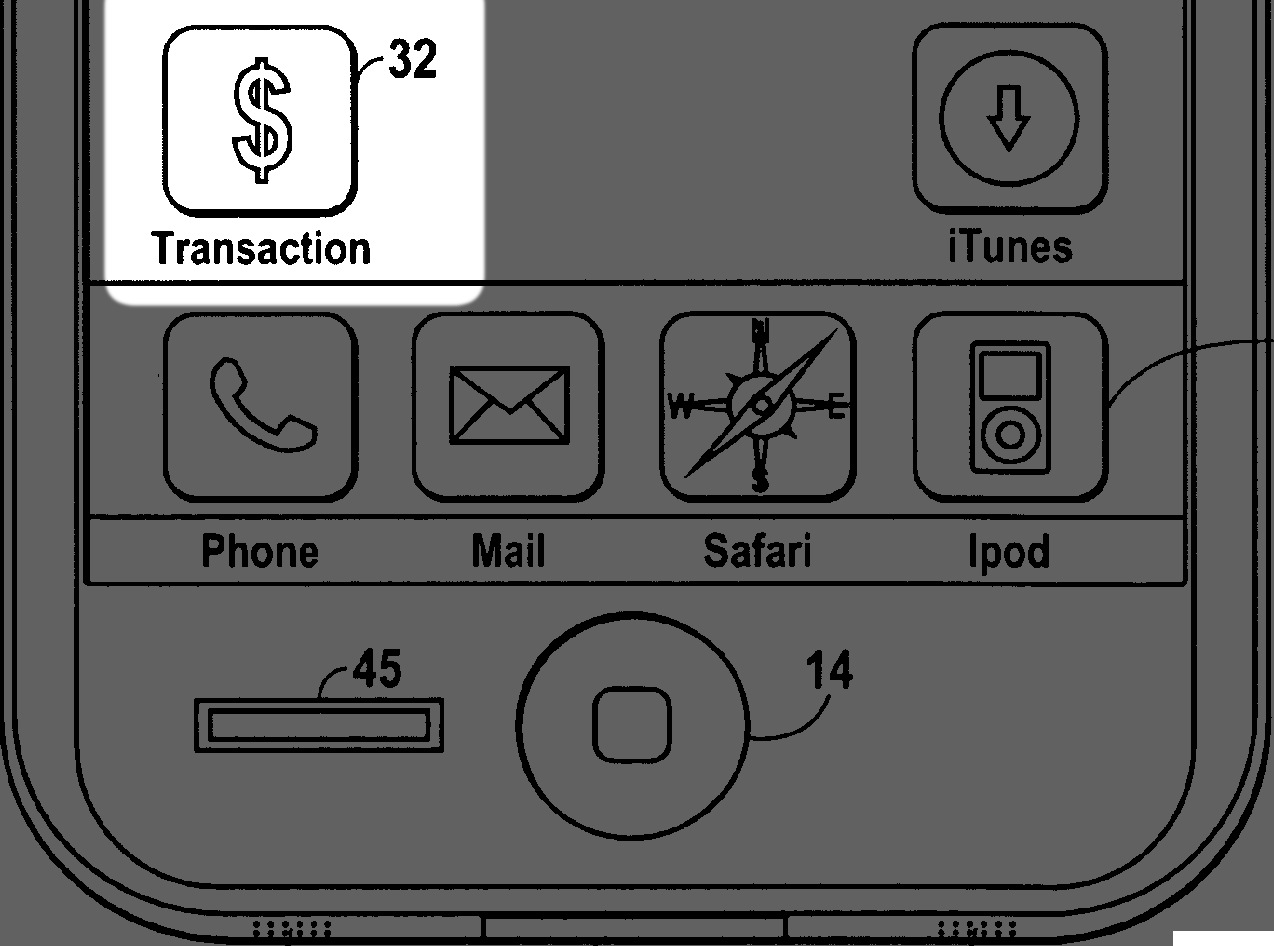 Apple iWallet patent (Transactions icon, teaser)