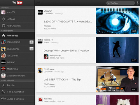 YouTube 1.3 for iOS (iPad screenshot 001)