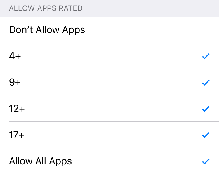 allow apps rated