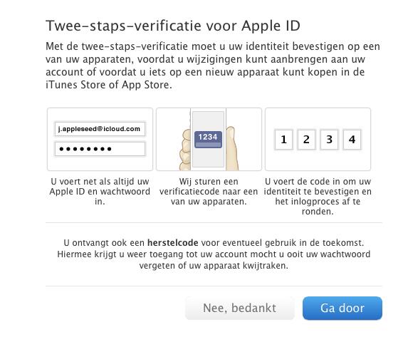 Apple ID two-step verification in Netherlands