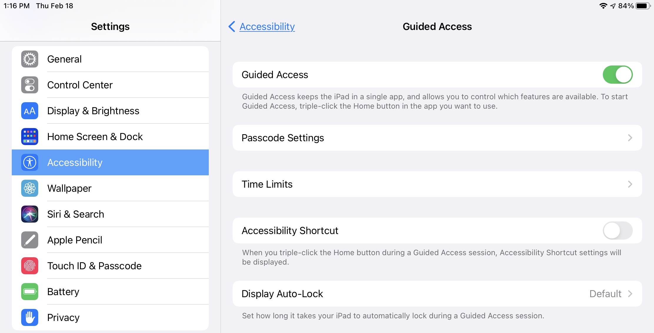 Enable Guided Access on iPad