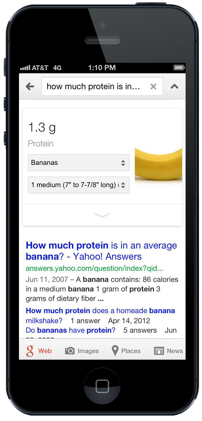Google nutritional information (banana protein)