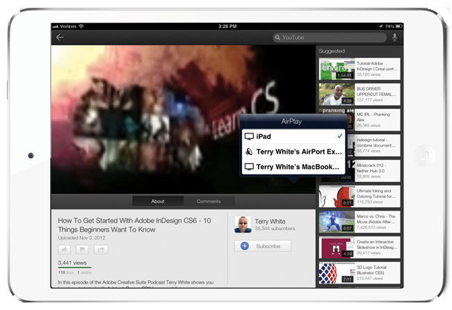 YouTube iOS app (iPad mini teaser 001)