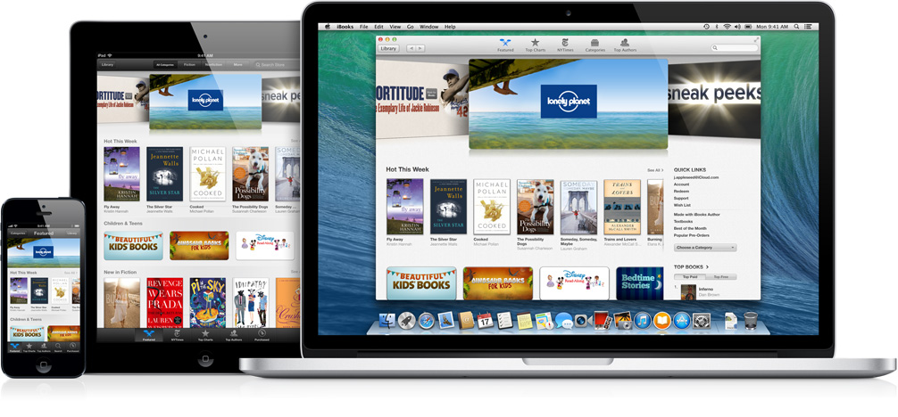 iBooks (three up, MacBook, iPad, iPhone)