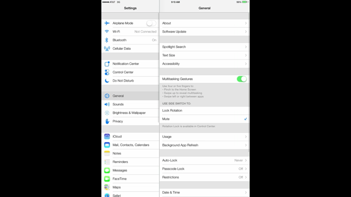 iOS 7 (iPad, Settings, General 001)