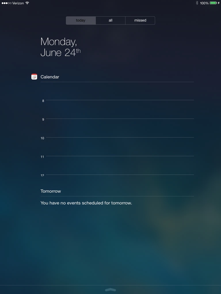 iPad iOS 7 Notification Center