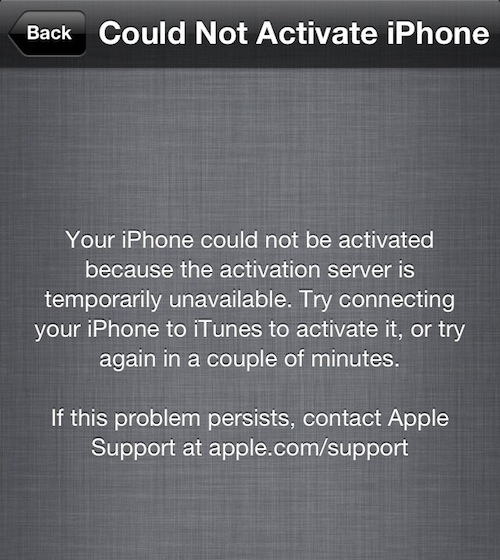 Could not activate iPhone