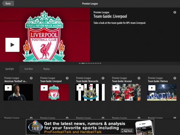 NBC Sports Live Extra 1.6.4 for iOS (iPad screenshot 002)