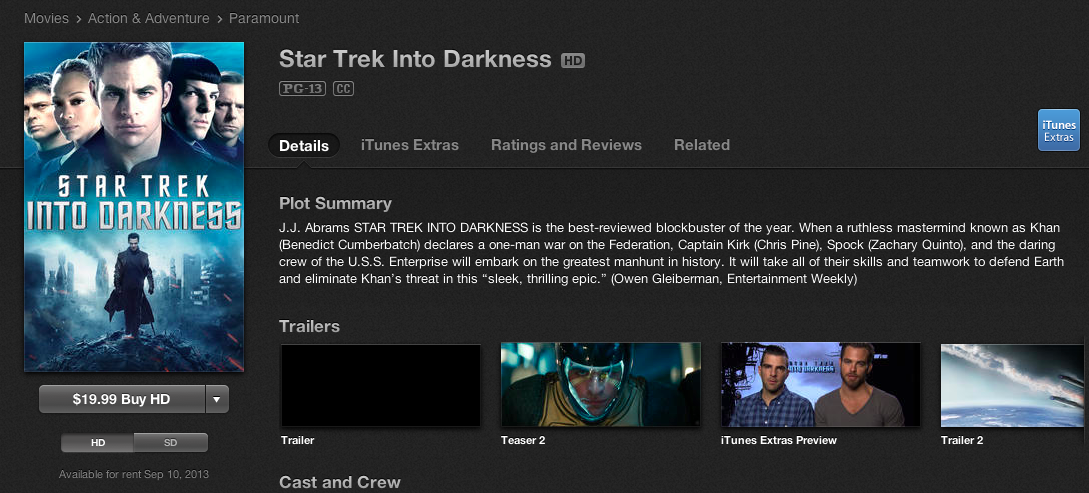 Star Trek Into Darkness on iTunes