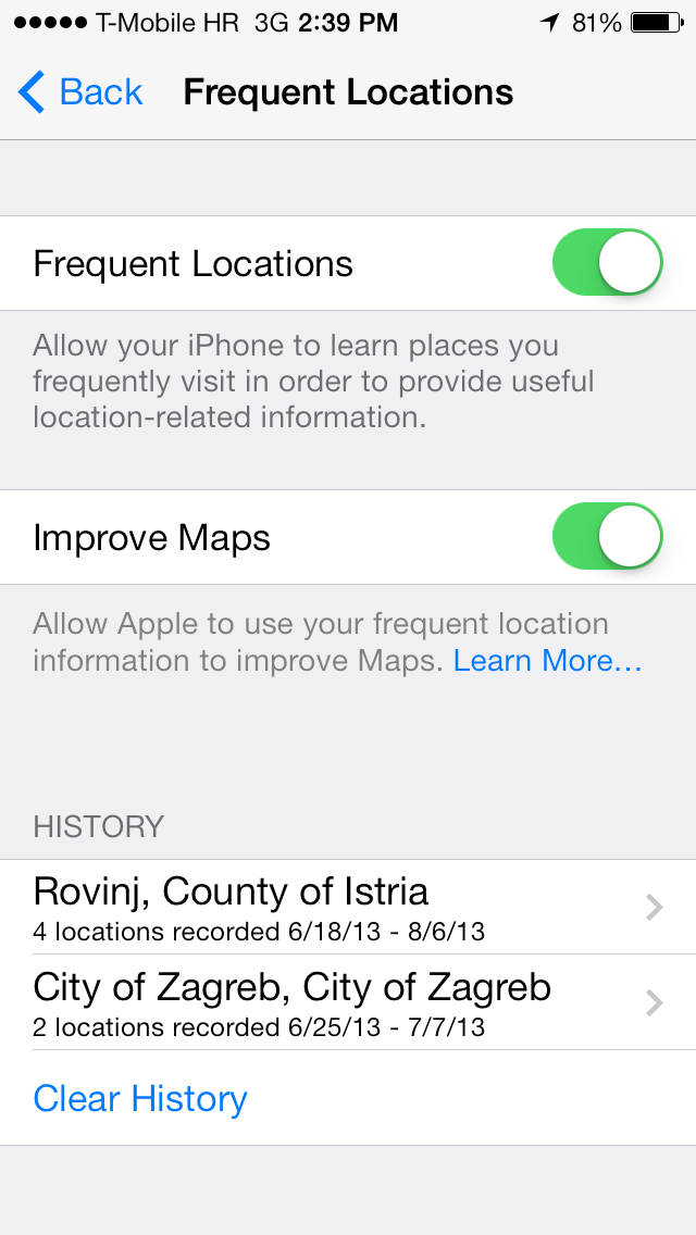 iOS 7 (Settings, Frequent Locations 001)
